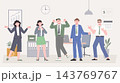 Corporate business team. Office characters at work. Working day, start up, young entrepreneurs and investment reports, charts, incomings, vector concept 143769767