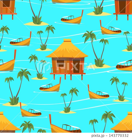 Islands with sand and palm trees. Seashore...のイラスト素材 [143770332] - PIXTA