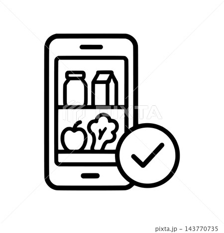 冷蔵庫の食品賞味期限追跡スマートフォンアイコン 冷蔵庫の食品賞味期限追跡スマートフォンアイコン 143770735