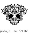 Day of the Dead Sugar Skull with Rose Wreath Vector Art 143771166
