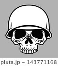 Military Skull in Soldier Combat Helmet Tattoo Vector Art 143771168