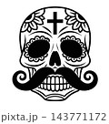 Mexican Sugar Skull with Mustache Day of Dead Vector Art 143771172