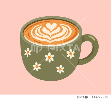 Coffee Cup with Latte Art Vector Clipart Coffee Cup with Latte Art Vector Clipart 143772240
