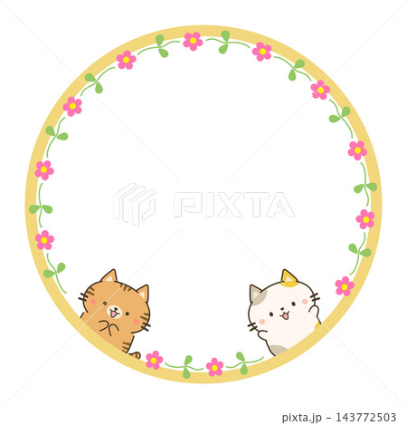猫フレーム 円形 黄色 猫フレーム 円形 黄色 143772503