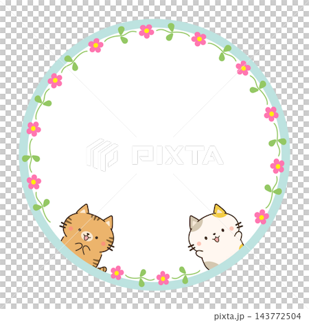 Cat frame, round, light blue 143772504