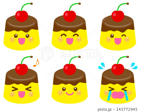 かわいいプリンのイラスト素材セット3 かわいいプリンのイラスト素材セット3 143772945