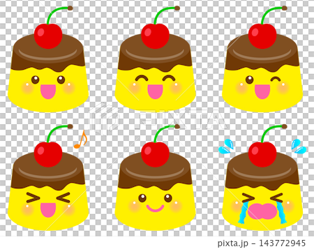 かわいいプリンのイラスト素材セット3 かわいいプリンのイラスト素材セット3 143772945