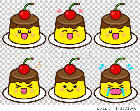かわいいプリンのイラスト素材セット4 かわいいプリンのイラスト素材セット4 143772946