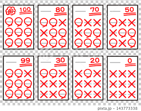 100点テストの答案用紙のイラスト素材セット2 143773338