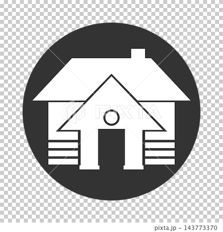 House icon with chimney and door, isolated illustration House icon with chimney and door, isolated illustration 143773370