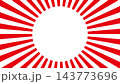 日の丸構図の赤い集中線の丸いフレーム素材。編集可能なベクターイラスト 143773696