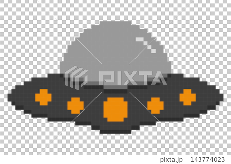 Pixel art UFO flying saucer, isolated illustration Pixel art UFO flying saucer, isolated illustration 143774023