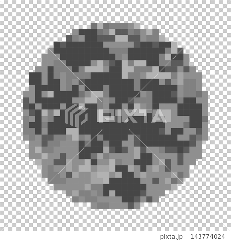Pixel art gray moon, isolated illustration 143774024