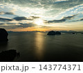 Aerial view sunset sky clouds,Beautiful Light Sunset or sunrise over sea nature background 143774371