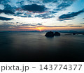 Aerial view sunset sky clouds,Beautiful Light Sunset or sunrise over sea nature background 143774377