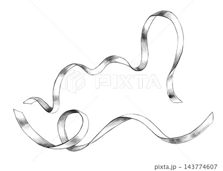 Pencil sketches of gracefully curved ribbons....のイラスト素材 [143774607] - PIXTA