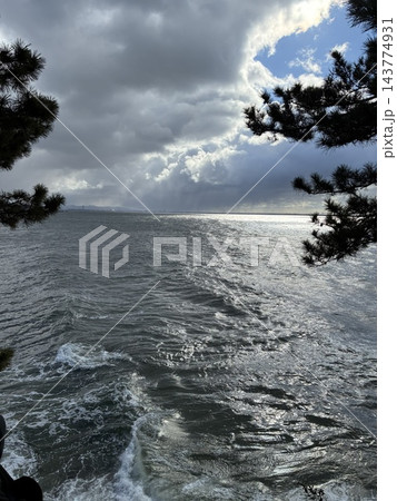 松越しに広がる海とドラマチックな空 松越しに広がる海とドラマチックな空 143774931
