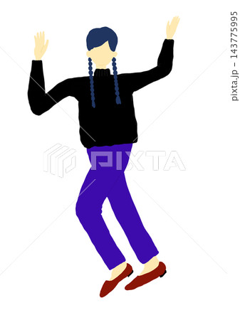 ダンス・ステップを踏む三つ編みヘアの人物イラスト 143775995