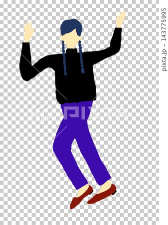 ダンス・ステップを踏む三つ編みヘアの人物イラスト 143775995