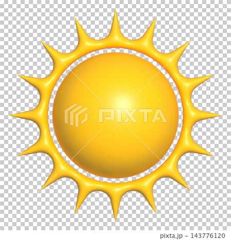 Yellow sun with long pointed rays, isolated illustration Yellow sun with long pointed rays, isolated illustration 143776120