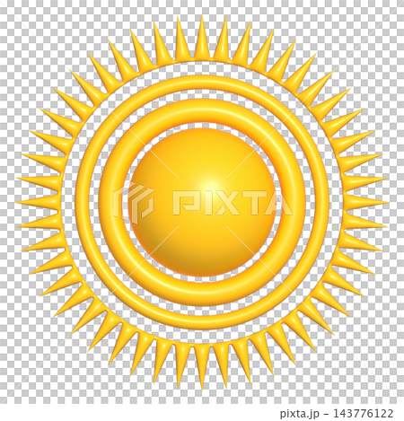 Yellow sun with double ring, isolated illustration Yellow sun with double ring, isolated illustration 143776122