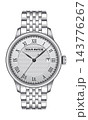 Realistic watch clock chronograph stainless steel sliver design luxury fashion object for men on white 143776267