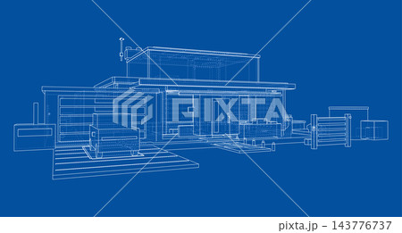 modern house blueprint illustration. Vector 143776737