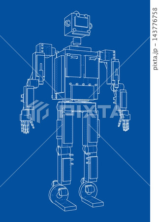 robot blueprint illustration. Vector 143776758