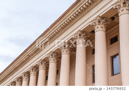 The colonnade of the Winter Theatre in the city of Sochi, Russia. Soviet neoclassicism (Stalinist Empire style). The colonnade of the Winter Theatre in the city of Sochi, Russia. Soviet neoclassicism (Stalinist Empire style). 143776932