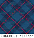 This seamless tartan plaid pattern features a timeless geometric design with blue, navy, and red stripes. Ideal for fashion textiles, cozy home decor, winter backgrounds, or creative scrapbooking. 143777538