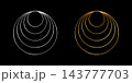 Silver and golden Hawaiian earrings isolated on dark background. Internally tangent circles. Clamshells shapes. Simple geometric figures. Shiny concentric rings. Vector illustration 143777703