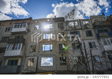 Residential Apartment Building Damaged by Russian Aerial Bomb Attack in Ukraine Residential Apartment Building Damaged by Russian Aerial Bomb Attack in Ukraine 143777952