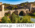 Medieval Puente de San Martin Bridge Over the Tagus in Toledo 143778087