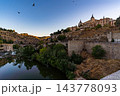 Twilight Panorama of the Tagus River Gorge Around Toledo 143778093