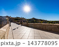 Sunny Walk Across Puente de San Martin Bridge in Toledo 143778095