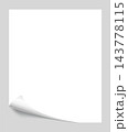 Curled paper corner. Curve page corner, page edge curl and bent paper sheet with realistic shadow. Paper corner fold isolated on white background 143778115