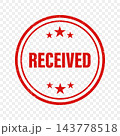 Received Stamp for Documents, Vector Illustration. Mail and Office Records. Received Stamp with Red Round Seal and Stars. Received Stamp Vector Illustration 143778518