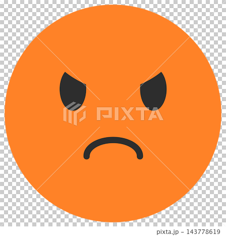 Orange angry face icon, isolated illustration Orange angry face icon, isolated illustration 143778619