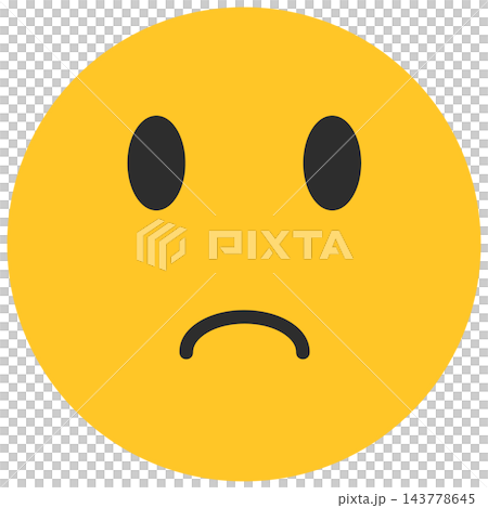 Yellow sad face with frown, isolated illustration Yellow sad face with frown, isolated illustration 143778645
