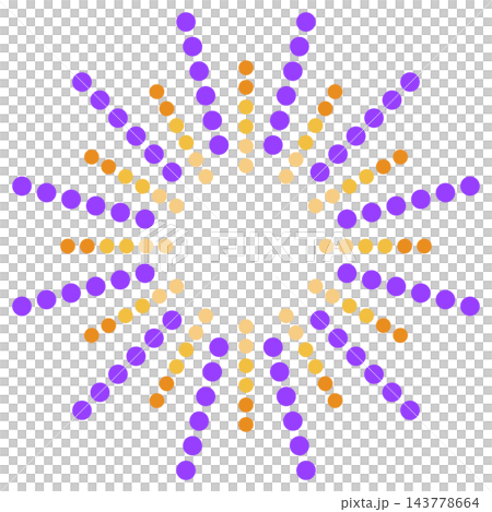 Purple and orange radial dots, isolated illustration Purple and orange radial dots, isolated illustration 143778664