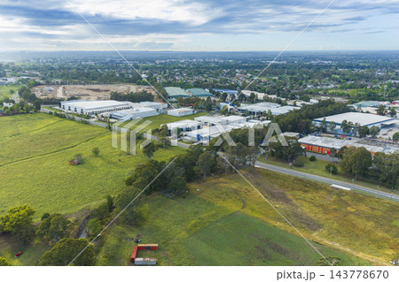 Aerial view of industrial buildings in Emu Plains 143778670