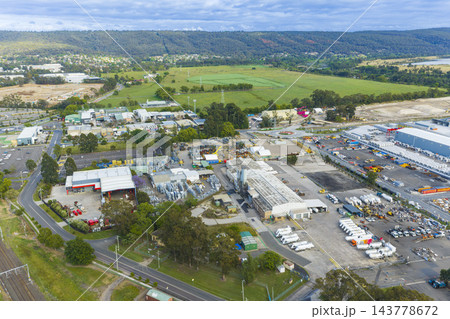 Aerial view of industrial buildings in Emu Plains 143778672
