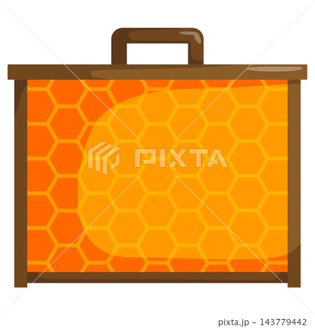 Golden comb section with sealed cells for raw...のイラスト素材 [143779442] - PIXTA