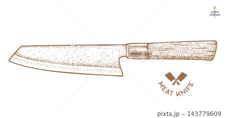 Butcher Knife. Hand drawn sketch Butcher Knife. Hand drawn sketch 143779609