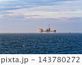 Offshore platform on calm sea under pastel sky 143780272