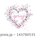 Heart frame spring . Hand drawn. Not AI, vector illustration. 143780535