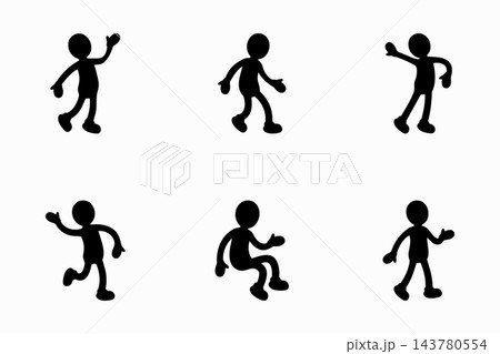 Set of vector silhouette figures in different positions Set of vector silhouette figures in different positions 143780554