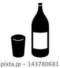 一升瓶と日本酒グラスのシルエット ピクトグラム モノクロ 143780681