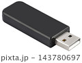 Black USB flash drive with metal connector for data storage 143780697