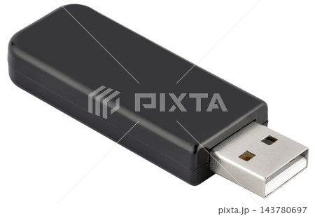 Black USB flash drive with metal connector for data storage Black USB flash drive with metal connector for data storage 143780697